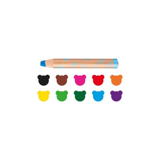 Set 10 Creioane Colorate 3 in 1 Carioca Baby, Diametru Mina 10 mm, 10 Creioane Colorate si Ascutitoare, Set de Creioane, Creioane la Set, Creioane 10 Culori, Creioane Colorate, Creioane Baby, Creioane Non-Toxice, Creioane pentru Copii, Mini Creioane