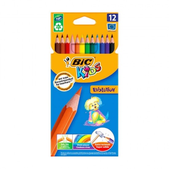 Creioane Colorate BIC Evolution, 12 Buc/Set, Culori Asortate, Set 12 Creioane Colorate BIC Evolution, Creioane Colorate Copii, Creioane Colorate BIC, Creion Colorat, Set Creioane Colorate BIC,