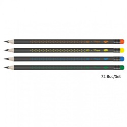 Set 72 Creioane Grafit DACO Floricele, Mina HB, Corp Triunghiular de Lemn cu Radiera, Creioane Desen HB, Creioane Grafit HB, Creion HB, Set Creioane Grafit cu Radiera, Creion HB Grafit, Creioane pentru Schite si Grafica, Creioane Desen Tehnic