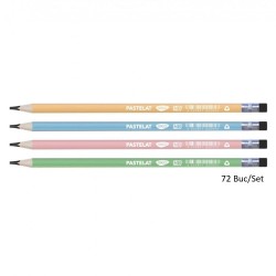 Set 72 Creioane Grafit DACO Pastelat, Mina HB, Corp Triunghiular de Lemn cu Radiera, Creioane Desen HB, Set Creioane Grafit HB, Creion HB, Set Creioane Grafit cu Radiera, Creion HB Grafit, Creioane pentru Schite si Grafica, Creioane Desen Tehnic