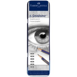Set 6 Creioane Grafit Faber-Castell Goldfaber, Radiera si Ascutioare Incluse, Faber-Castell Goldfaber Creion, Creion Grafit Desen, Creion Grafit pentru Scris si Desen, Creion Desen Tehnic, Set Creioane Grafit Desen Tehnic, Creioane Grafica