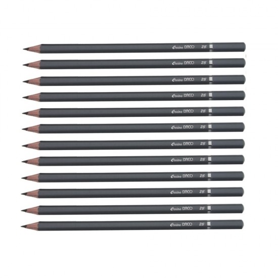 Set 12 Creioane DACO, Negre, din Lemn Hexagonal, Mina 2B, Creion 2B, Creioane 2B, Creion Daco 2B, Set Creioane 22B, Creion Negru Daco, Creion Negru Daco B, Creion Negru B, Creion Grafit Negru B, Instrumente de Scris