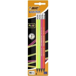 Creion Grafit BIC Evolution Fluo, 4 Buc/Set, Mina HB, Radiera in Capat, Multicolor, Creion HB Grafit BIC Evolution Fluo cu Radiera in Capat, Creioane HB, Creioane Grafit, Set Creioane Grafit, Creioane Grafit Desen, Creioane Desen