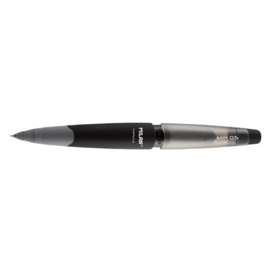 Creion Mecanic MILAN Capsule Slim, Mina de 0.5 mm, Corp din Plastic Gri, Creioane Mecanice, Creion Mecanic cu Mina, Creioane Mecanice cu Mina, Creion Mecanic Milan, Creion Mecanic Gri, Creion Mecanic cu Radiera, Creion Mecanic 0.5 mm