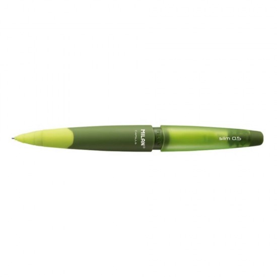Creion Mecanic MILAN Capsule Slim, Mina de 0.5 mm, Corp din Plastic Verde, Creioane Mecanice, Creion Mecanic cu Mina, Creioane Mecanice cu Mina, Creion Mecanic Milan, Creion Mecanic Verde, Creion Mecanic cu Radiera, Creion Mecanic 0.5 mm
