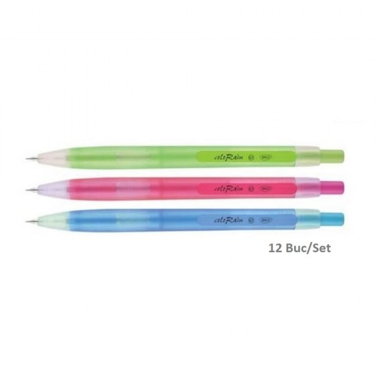 Set 12 Creioane Mecanice DACO Colorain, Mina de 0.7 mm, Radiera Inclusa, Corp Diverse Culori din Plastic, Creioane Mecanice, Creion Mecanic cu Mina, Creioane Mecanice cu Mina, Creion Mecanic Milan, Creion Mecanic cu Radiera, Creion Mecanic 0.5 mm