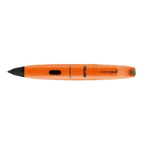 Creion Mecanic MILAN Compact Fluo, Mina de 0.9 mm, Radiera Inclusa, Corp din Plastic Portocaliu, Creioane Mecanice, Creion Mecanic cu Mina, Creioane Mecanice cu Mina, Creion Mecanic cu Radiera, Creion Mecanic 0.9 mm