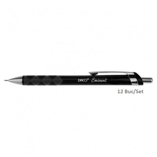Set 12 Creioane Mecanice DACO Eminent, Mina 0.5 mm, Corp de Plastic, cu Mecanism, Culoare Neagra, Creioane Mecanice 0.5 mm, Creioane Mecanice cu Mecanism, Set Creioane Mecanice cu Mina 0.5 mm, Creion Mecanic, Creioane pentru Schite si Grafica