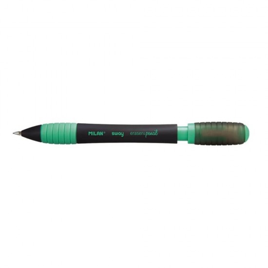 Creion Mecanic MILAN Sway, Mina de 0.5 mm, Radiera Inclusa, Corp Negru/Verde din Plastic si Metal, Creioane Mecanice, Creion Mecanic cu Mina, Creioane Mecanice cu Mina, Creion Mecanic cu Radiera, Creion Mecanic 0.5 mm, Creion Mecanic Mina HB
