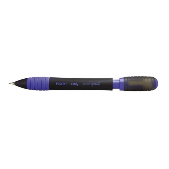 Creion Mecanic MILAN Sway, Mina de 0.5 mm, Radiera Inclusa, Corp Negru/Albastru din Plastic si Metal, Creioane Mecanice, Creion Mecanic cu Mina, Creioane Mecanice cu Mina, Creion Mecanic cu Radiera, Creion Mecanic 0.5 mm, Creion Mecanic Mina HB