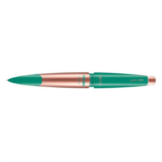 Creion Mecanic MILAN Copper, Mina de 0.5 mm, Radiera inclusa, Corp din Plastic Verde cu Decoratiuni Aramii, Creioane Mecanice, Creion Mecanic cu Mina, Creioane Mecanice cu Mina, Creion Mecanic cu Radiera, Creion Mecanic 0.5 mm