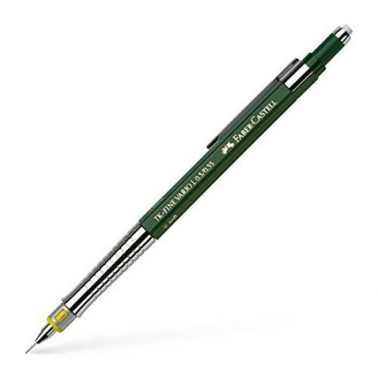 Creion Mecanic Faber – Castell TK-Fine VarioL.3, 0.35 mm Mina, Grip Metal, Clip Rezistent, Corp Verde, Creion Mecanic Colorat, Rechizite Scolare, Instrumente de Scris, Creion Mecanic Desen, Creioane Mecanice Faber – Castell