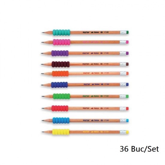 Set 36 Creioane Grafit Fatih Taiga, Mina HB, Corp Hexagonal de Lemn cu Burete, Creioane HB, Set Creioane Grafit HB, Creion HB, Set Creioane Grafit pentru Scoala, Creion HB Grafit, Creioane pentru Schite si Grafica, Creioane Desen Tehnic