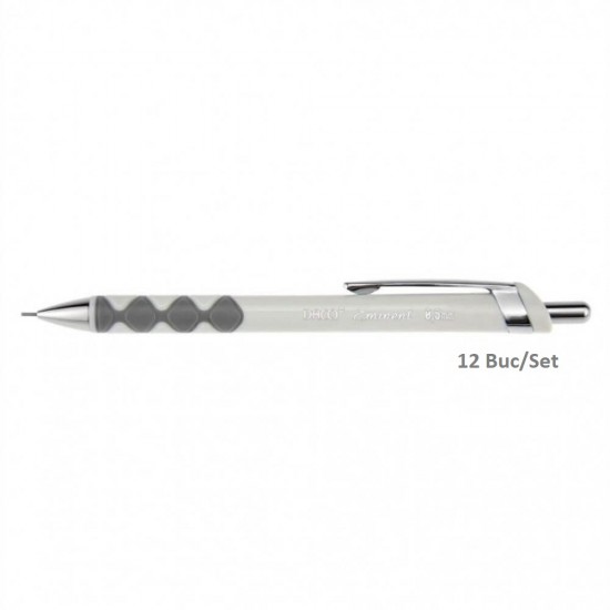 Set 12 Creioane Mecanice DACO Eminent, Mina 0.5 mm, Corp de Plastic, cu Mecanism, Culoare Alba, Creioane Mecanice 0.5 mm, Creioane Mecanice cu Mecanism, Set Creioane Mecanice cu Mina 0.5 mm, Creion Mecanic, Creioane pentru Schite si Grafica