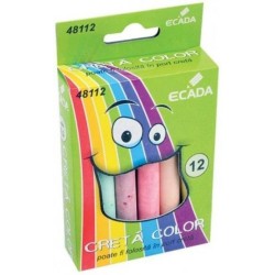 Creta Rotunda ECADA, 12 Buc/Set, Multicolor, Creta Scolara, Creta pentru Tabla, Creta pentru Scoala, Set Crete, Crete Colorate, Creta Colorata Rotunda, Set Creta Scolara, Creta Colorata pentru Tabla