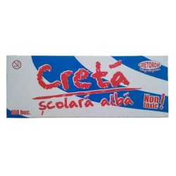 Creta Patrata CRETAROM, 100 Buc/Set, Culoare Alba, Creta Scolara, Creta pentru Tabla, Creta pentru Scoala, Set Crete, Crete Albe, Creta Alba Patrata, Set Creta Scolara