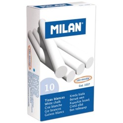 Creta Rotunda MILAN, 10 Buc/Set, Culoare Alba, Creta Scolara, Creta pentru Tabla, Creta pentru Scoala, Set Crete, Crete Albe, Creta Alba Rotunda, Set Creta Scolara