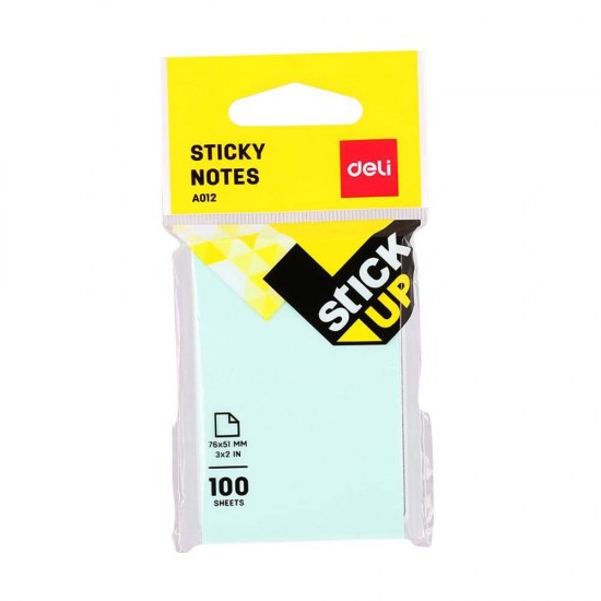 Set 100 Notite Adezive Deli Stick Up, 76x51 mm, Albastru Pastel, Bloc Notite Adezive, Notite Adezive la Bloc, Set de Notite Adezive, Sticky Notes, Post It Notes, Notite Sticky, Bloc de Notite Adezive, Notite Adezive Colorate, Notite Adezive Albastre