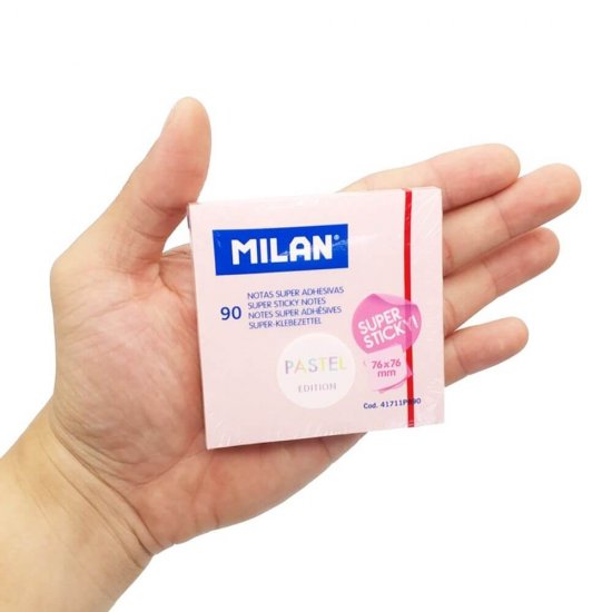 Notite Adezive Milan, Super Sticky, 90 File, 76x76 mm, Roz Pal, Bloc Notes, Post-it, Sticky Notes, Bloc de Hartie, Notite Adezive, Post-it-uri, Notite pentru Birou, Memo Adezive, Notite Adezive Roz