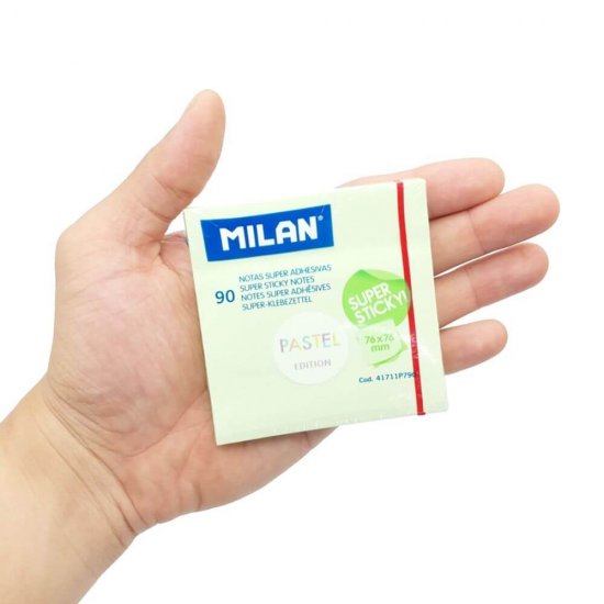Notite Adezive Milan, Super Sticky, 90 File, 76x76 mm, Verde Pal, Bloc Notes, Post-it, Sticky Notes, Bloc de Hartie, Notite Adezive, Post-it-uri, Notite pentru Birou, Memo Adezive, Notite Adezive Verzi