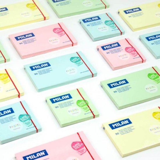 Notite Adezive Milan, Super Sticky, 90 File, 76x127 mm, Albastru Pal, Bloc Notes, Post-it, Sticky Notes, Bloc de Hartie, Notite Adezive, Post-it-uri, Notite pentru Birou, Memo Adezive