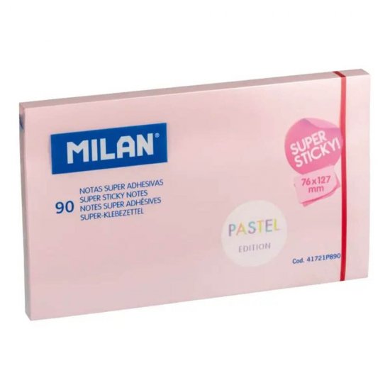 Notite Adezive Milan, Super Sticky, 90 File, 76x127 mm, Roz Pal, Bloc Notes, Post-it, Sticky Notes, Bloc de Hartie, Notite Adezive, Post-it-uri, Notite pentru Birou, Memo Adezive