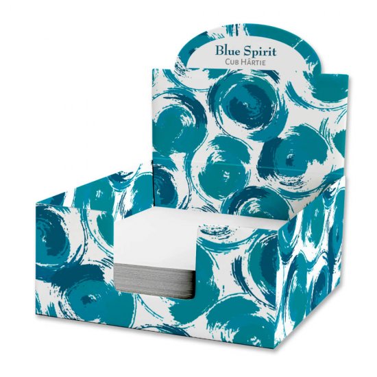 Cub de Hartie Blue Spirit, 9x9 cm, 500 File/Set, Albe, in Cutie, Notite cu Suport, Notes, Notes Adaconi, Notes Cub de Hartie, Bloc Notite Albe, Post-it din Hartie, Accesorii Birou