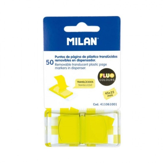 Notite Adezive MILAN, 45x25 mm, 50 File, Galbene, Index Adeziv, Evidentiatoare pentru Carti si Caiete, Sticky Indexuri, Evidentiatoare Adezive de Pagina, Set Indexuri Adezive MILAN, Notite Adezive Index, Semne de Carte Adezive, Indexuri Adezive