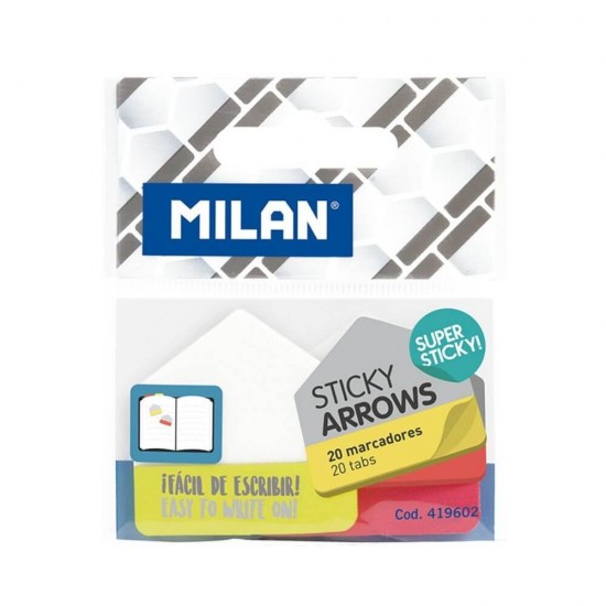 Notite Adezive MILAN, 76x76 mm, 20 File, Sageata, Index Adeziv, Post-it Index, Sticky Indexuri, Evidentiatoare Adezive de Pagina, Bloc Notes Index, Set Indexuri Adezive MILAN, Notite Adezive Index, Semne de Carte Adezive, Indexuri Adezive