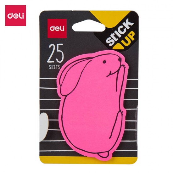 Notite Adezive Deli Stick Up, 25 File/Set, Model Iepuras, Roz, 76x76 mm, Notite Adezive Color, Notite Adezive Colorate, Biletele Adezive Color, Bloc Notes Adeziv Color, Notite Autoadeziv Color, Notite Adezive Stick Up, Notite Adezive Color Stick Up