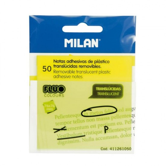 Notite Adezive MILAN, 76x76 mm, 50 File, Plastic Galben Fluorescent, Bloc Notes, Post-it, Sticky Notes, Bloc de Hartie, Memo Adeziv, Set Notite Adezive, Post-it-uri, Notite pentru Birou, MILAN Post-it