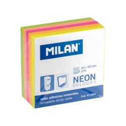 Set 12 Notite Adezive MILAN, 50x50 mm, 250 File, Multicolor Neon, Post-it, Sticky Notes, Bloc de Hartie, Memo Adeziv, Set Notite Adezive, Post-it-uri, Notite pentru Birou, MILAN Post-it