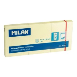Set 10 Notite Adezive MILAN, 38x50 mm, 100 File, Galben Pal, Post-it, Sticky Notes, Bloc de Hartie, Memo Adeziv, Set Notite Adezive, Post-it-uri, Notite pentru Birou, MILAN Post-it, Notite Autoadezive