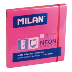 Set 10 Notite Adezive MILAN, 76x76 mm, 100 File, Roz Neon, Bloc Notes, Post-it, Sticky Notes, Bloc de Hartie, Memo Adeziv, Set Notite Adezive, Post-it-uri, Notite pentru Birou, MILAN Post-it