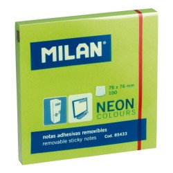 Set 10 Notite Adezive MILAN, 76x76 mm, 100 File, Verde Neon, Bloc Notes, Post-it, Sticky Notes, Bloc de Hartie, Memo Adeziv, Set Notite Adezive, Post-it-uri, Notite pentru Birou, MILAN Post-it