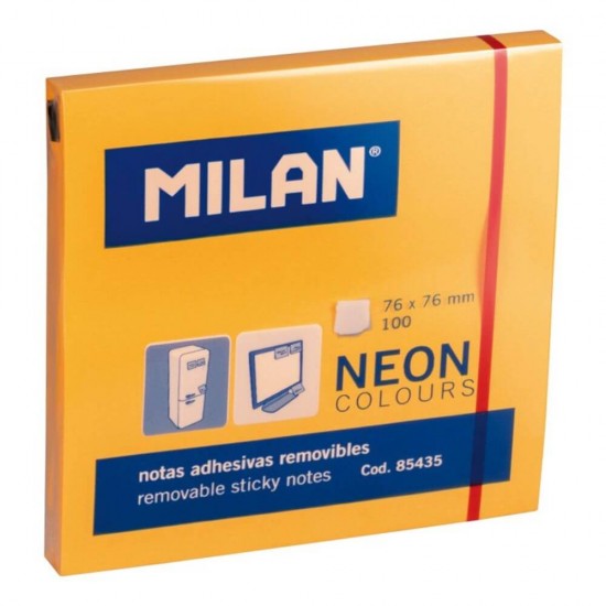 Set 10 Notite Adezive MILAN, 76x76 mm, 100 File, Portocaliu Neon, Bloc Notes, Post-it, Sticky Notes, Bloc de Hartie, Memo Adeziv, Set Notite Adezive, Post-it-uri, Notite pentru Birou, MILAN Post-it