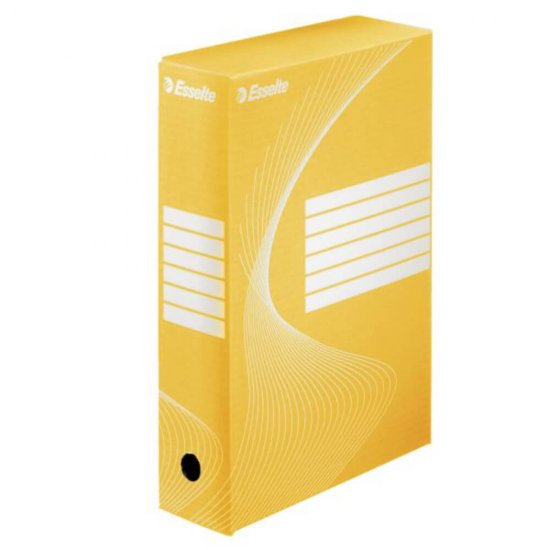 Cutie Arhivare A4 din Carton Esselte Boxy, Cotor 10 cm, Galben, Cutie Carton pentru Documente, Cutie Carton in Format A4, Cutie A4 Carton Simplu, Cutie pentru Acte, Cutie pentru Hartii, Cutie A4 Carton Colorata