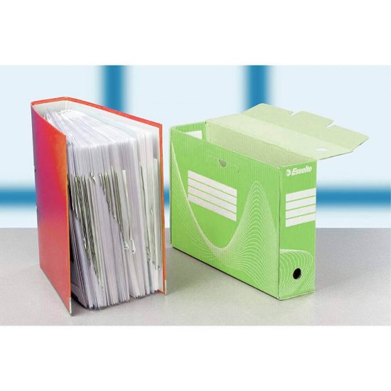 Cutie Arhivare A4 din Carton Esselte Boxy, Cotor 10 cm, Verde, Cutie Carton pentru Documente, Cutie Carton in Format A4, Cutie A4 Carton Simplu, Cutie pentru Acte, Cutie pentru Hartii, Cutie A4 Carton Colorata