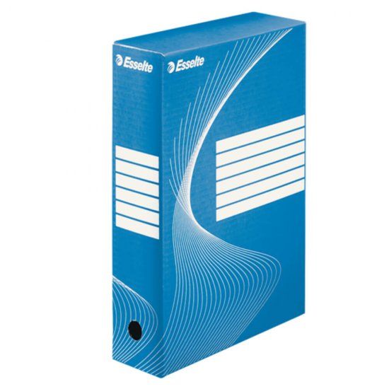 Cutie Arhivare A4 din Carton Esselte Boxy, Cotor 8 cm, Albastru, Cutie Carton pentru Documente, Cutie Carton in Format A4, Cutie A4 Carton Colorat, Cutie pentru Acte, Cutie pentru Hartii