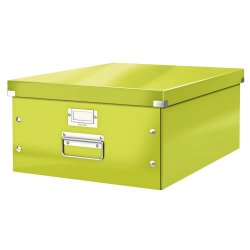 Cutie Depozitare Mare din Carton Solid Laminat Leitz Click and Store, 369x200x482, Verde, Cutie Carton Colorata, Cutie Depozitare Verde, Cutie Mare pentru Obiecte, Cutie Mare Simpla, Cutie Rezistenta