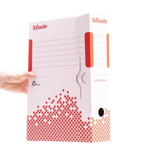 Cutie Arhivare A4 din Carton Ondulat Esselte Speedbox, Cotor 8 cm, Cutie Carton pentru Documente, Cutie Carton in Format A4, Cutie A4 Carton Ondulat, Cutie pentru Acte, Cutie pentru Hartii