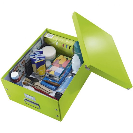 Cutie Depozitare Mare din Carton Solid Laminat Leitz Click and Store, 369x200x482, Verde, Cutie Carton Colorata, Cutie Depozitare Verde, Cutie Mare pentru Obiecte, Cutie Mare Simpla, Cutie Rezistenta