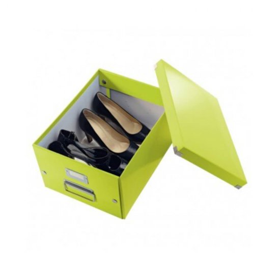 Cutie Depozitare Mare din Carton Solid Laminat Leitz Click and Store, 369x200x482, Verde, Cutie Carton Colorata, Cutie Depozitare Verde, Cutie Mare pentru Obiecte, Cutie Mare Simpla, Cutie Rezistenta
