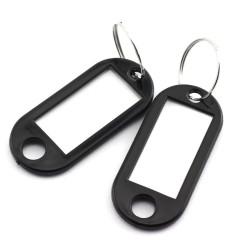 Breloc cu Eticheta pentru Chei, 50x20 mm, 100 Buc/Set, Negru, Tag pentru Chei, Breloc din Plastic pentru Chei