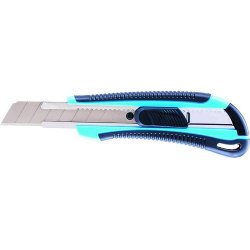 Cutter Mare Deli, cu Sina si Grip, Albastru, Cutter Deli, Cutter cu Sina, Cutter cu Grip Ergonomic, Cutter cu Maner Ergonomic, Cutter cu Grip Cauciucat, Cutter cu Maner Cauciucat, Cutter Albastru, Cuttere Mari, Cuttere Deli, Cuttere cu Grip Ergonomic
