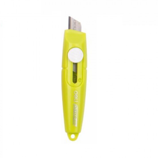 Cutter Mic Portabil cu Sina Deli Mini, Galben, Cutter Portabil pentru Buzunar, Mini Cutter pentru Breloc, Cutter cu Sina Mic, Deli Cutter Galben