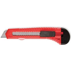 Cutter FORPUS, 18 mm, Sina Metalica si Sistem Autoblocare, Culoare Rosie, Cuttere Metalice FORPUS, Cuttere 18 mm, Cuttere pentru Birou, Cuttere cu Sistem Autoblocare, Cutter de Birou, Cutter Retractabil, Cuttere cu Lama Retractabila