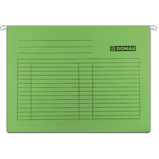 Set 5 Dosare Suspendabile A4 DONAU, cu Bagheta Metalica si Eticheta, Culoare Verde, Dosare pentru Arhivare, Dosare Carton