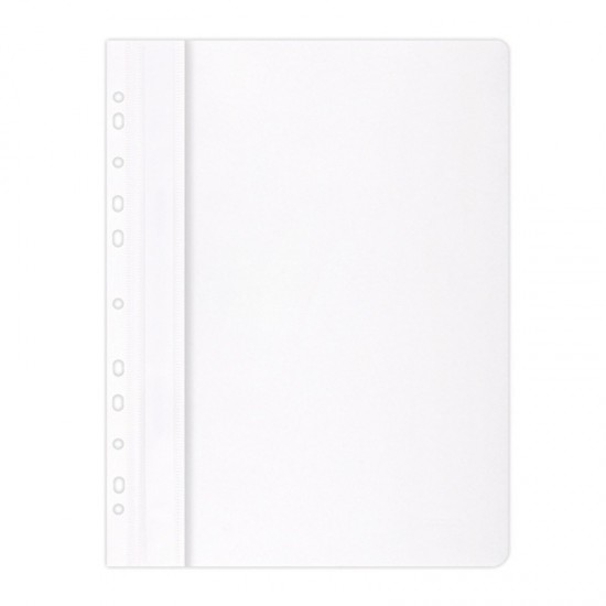 Dosare din Plastic cu Sina si Multiperforatii,25 Buc/Set, 225x305 mm, Capacitate de 200 Coli, Culoare Alba, Dosare din Plastic OFFICE Products, Dosar din Plastic pentru Documente, Dosare pentru Arhivare Documente, Dosar cu Sina Si Multiperforatii