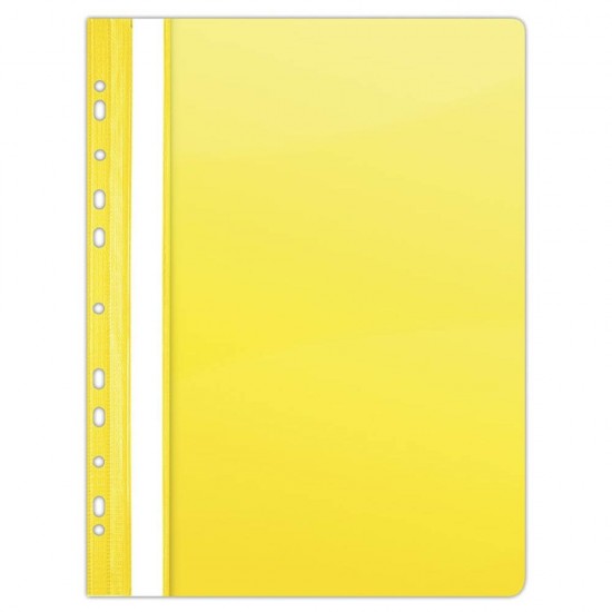 Dosare din Plastic cu Sina si Multiperforatii, 10 Buc/Set, 225x305 mm, Capacitate de 200 Coli, Culoare Galbena, Dosare din Plastic DONAU, Dosar din Plastic pentru Documente, Dosar cu Sina Si Multiperforatii